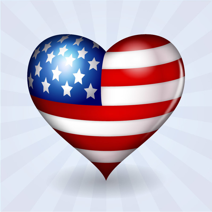 American Heart with Flag Celebrating Independence Day 4th of July