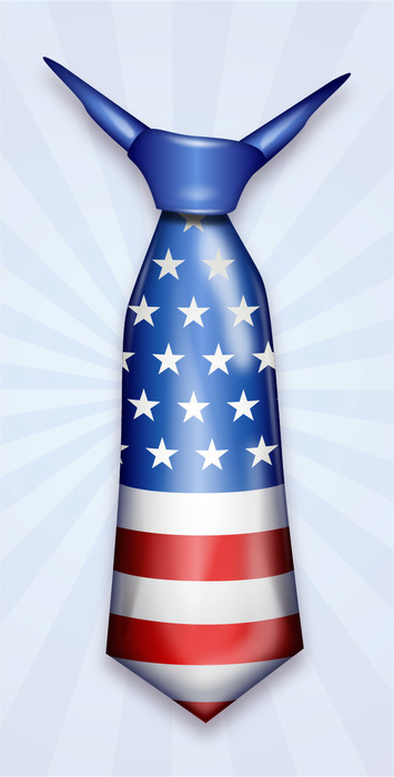 Necktie with American Flag Celebrating Independence Day 4th of July